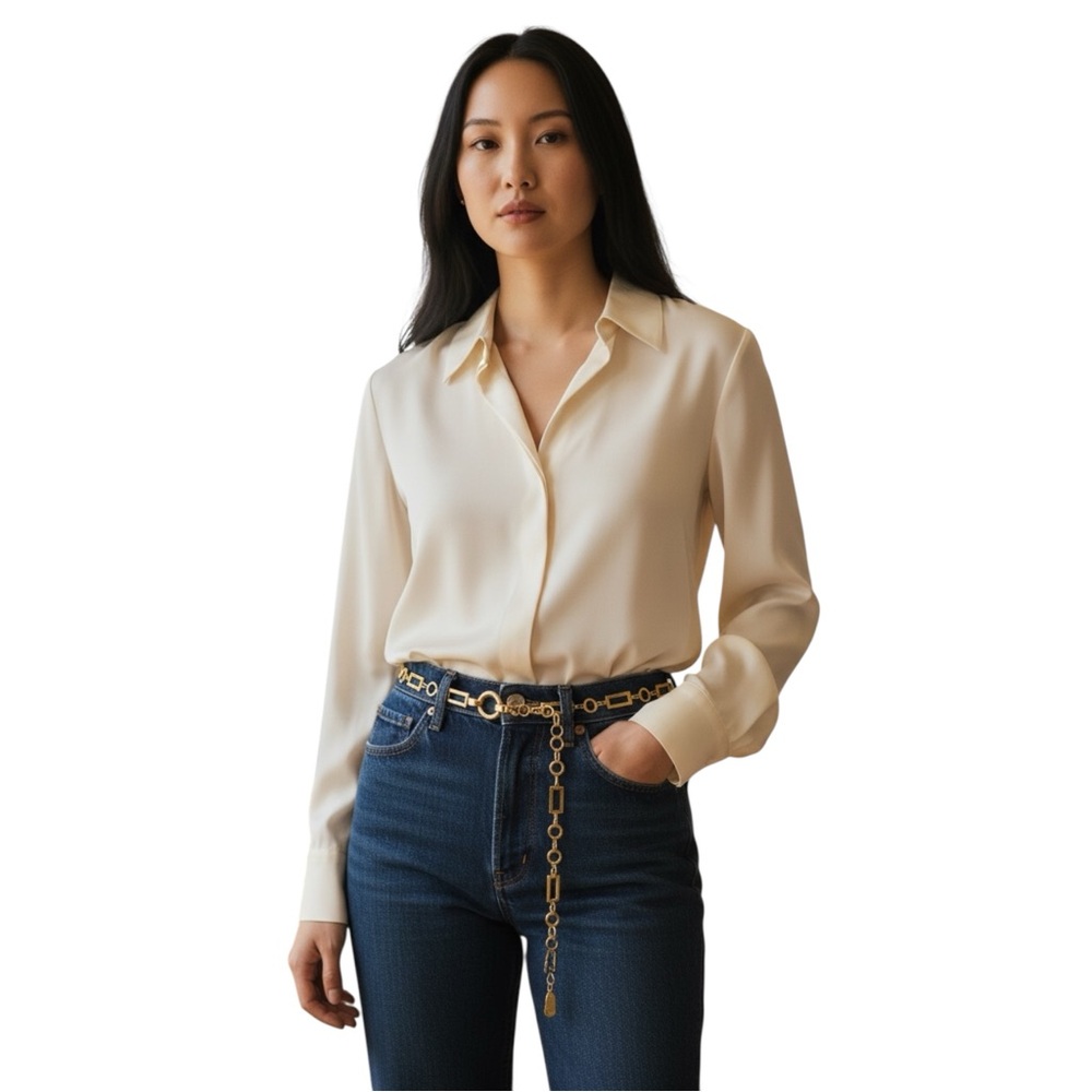 Gold Circle & Rectangular Metal Link Adjustable Belt 40”